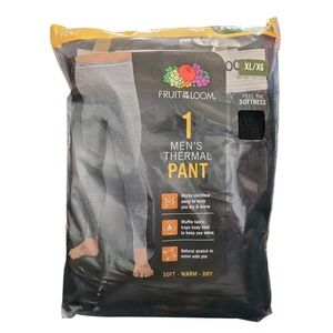 Fruit of the Loom Thermal Men's XL Black Underwear‎ Bottom Pants Long Johns